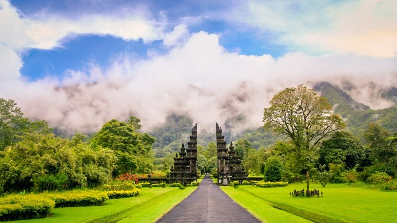 Gates to one of the Hindu temples in Bali in Indonesia