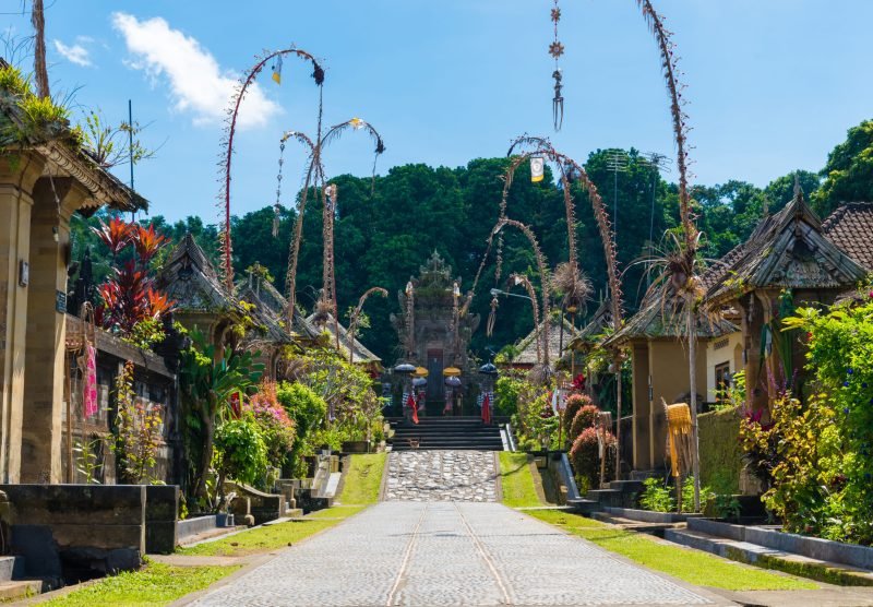 Bali, Indonesia - May 9, 2017 : Penglipuran village, best known for its well-preserved culture and village layout with traditional houses in Bali, Indonesia
