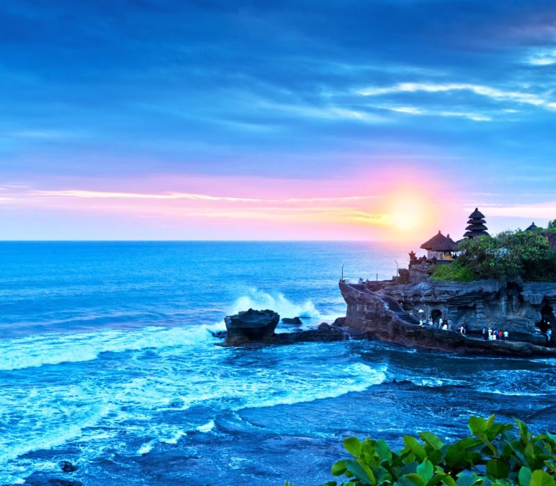 Beautiful Tanah Lot Hindu temple in Bali at sunset