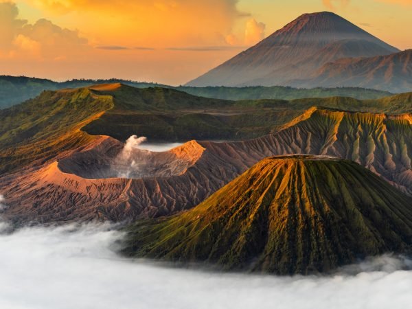 landscape Mountain Bromo volcano at sunset,Tengger Semeru National Park,Indonesia